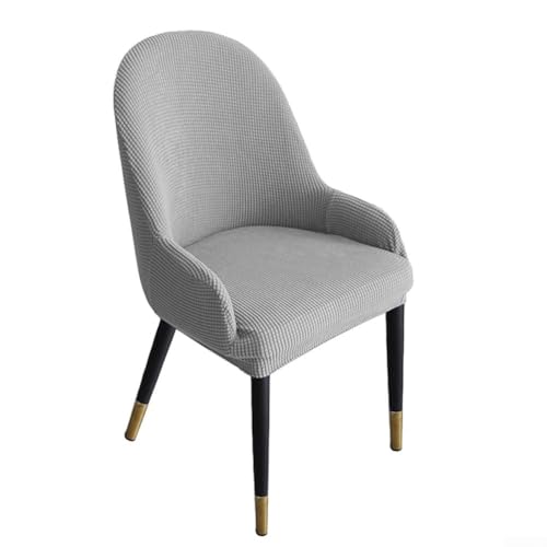 Stuhlbezug aus Stretch-Samt für gebogene Esszimmerstühle, weich und bequem, perfekt für den täglichen Gebrauch (hellgrau) von BlissfulAbode