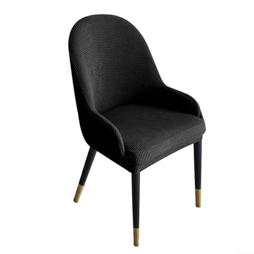 Stuhlbezug aus Stretch-Samt für gebogene Esszimmerstühle, weich und bequem, perfekt für den täglichen Gebrauch (schwarz) von BlissfulAbode
