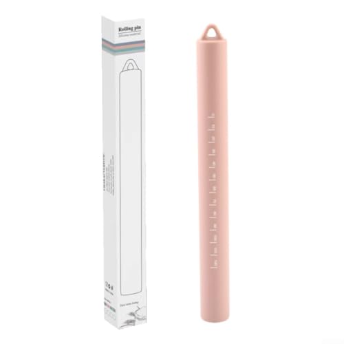 Teigroller aus Edelstahl mit Silikonummantelung für Teig, Fondant, Pizza-Zubereitung, Antihaft-Küchenwerkzeug zum Backen und Kochen (hellrot) von BlissfulAbode