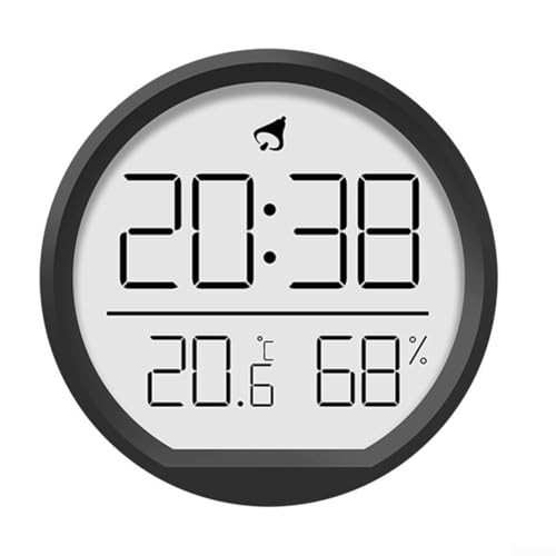 Thermohygrometer-Uhr für den Innenbereich, mit Ständer, schlankes Design, für moderne Wohnkultur (schwarz) von BlissfulAbode