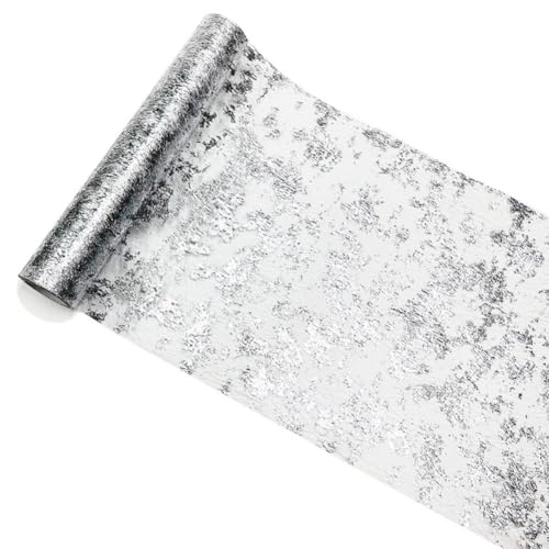 Tischläufer aus glänzender Folie, Netzstoff, Designs für Veranstaltungen und Veranstaltungen (Silber) von BlissfulAbode
