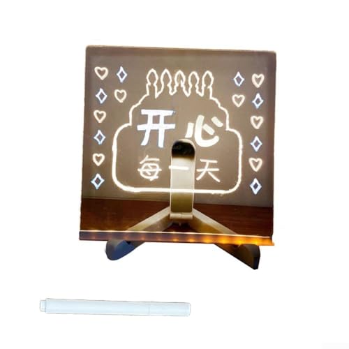 Tragbare Desktop-Acryl-Schreibtafel mit leuchtender Hintergrundbeleuchtung, löschbare Tafel mit Stift und Ständer, geeignet für Studium und kreativen Gebrauch (1) von BlissfulAbode