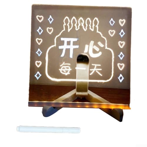 Tragbare Desktop-Acryl-Schreibtafel mit leuchtender Hintergrundbeleuchtung, löschbare Tafel mit Stift und Ständer, geeignet für Studium und kreativen Gebrauch (2) von BlissfulAbode