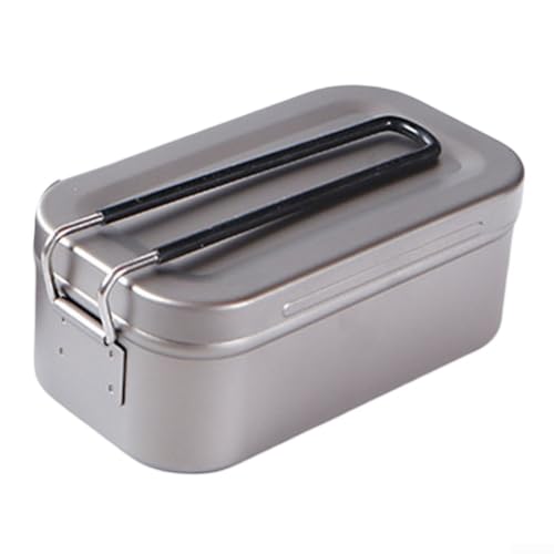 Tragbare und 800 ml 1200 ml Titan-Lunchbox mit Deckel und Dampfgarer für Wanderabenteuer (1200 ml) von BlissfulAbode