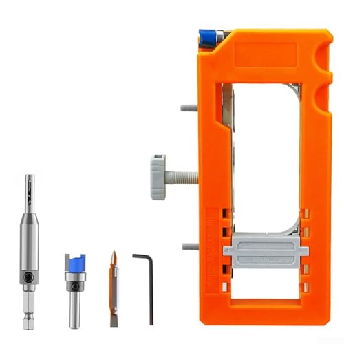 Türscharnier-Installationsset mit Oberfräsen-Schablone und Anti-Rutsch-Pads, stabile Positionierung und präzise Installation mit abnehmbaren Einsätzen (Orange) von BlissfulAbode