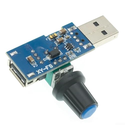 USB-Geschwindigkeitsregler mit einstellbarer Spannungswahl für DC 4 12 V Lüfter, kompatibel mit Mini-, Schreibtisch- und Luftzirkulator-Lüftern für Zuhause und Büro (alte Version) von BlissfulAbode