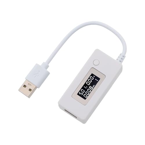 USB Tester Strom Voltmeter mit LCD Display für genaue Spannung und Strommessung, mobile Leistungskapazität zur Überwachung und mAH Erkennung (Weiß) von BlissfulAbode