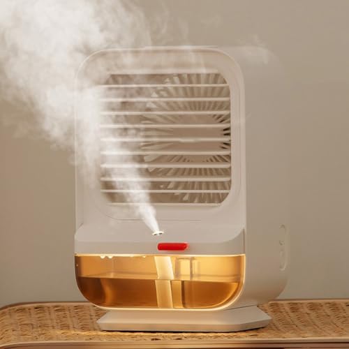 USB-betriebener Desktop-Luftkühler, Luftbefeuchter mit Wasserspray für Büro oder Zuhause (weiß) von BlissfulAbode