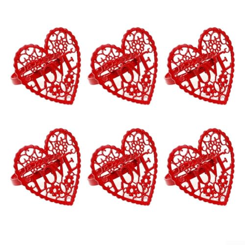 Valentine Serviettenringhalter, Herz-Design, 6 Stück, romantische Tischdekoration (rot) von BlissfulAbode