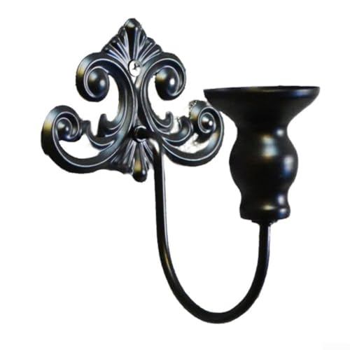 Vintage Wandkerzenhalter aus Eisen mit aufwendigem Muster für elegante Wohnkultur und für gemütliches Ambiente in Wohn- und Essbereichen (schwarz) von BlissfulAbode