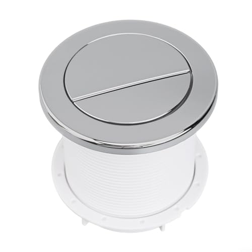 WC-Spülknopf, Ersatztaste, Chrom, Doppelspülung, Drucktaste für verdeckte WC-Spülkästen, pneumatisch, rundes Design mit Innentaste, Silber, Weiß, Schwarz, Gold, Optionen, 84 x 98 mm (Silber) von BlissfulAbode