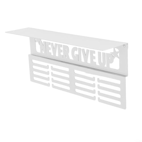 Wandmedaillenhalter aus Metall mit Ablage für Sportmedaillen und Trophäen, hält über 64 Medaillen sicher (weiß) von BlissfulAbode