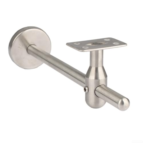 Wandmontierte Treppengeländerhalterung mit verlängerter Stange bis zu 145 mm, aus silberfarbenem Edelstahl, bietet starke Unterstützung für Balustraden- und Bannister-Systeme (flach) von BlissfulAbode