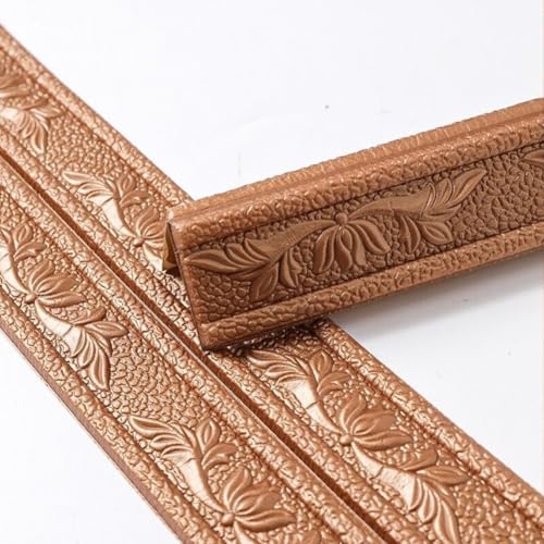 Wasserdichte 3D Schaumstoff Sockelleisten Aufkleber Bordüre Trim mit Rückseite für Wanddekoration und Eckenschutz (Braun) von BlissfulAbode