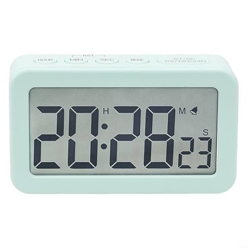 Wecker mit Countdown und Timer bis zu 23 59 59, 12/24 Stunden Modus, Schlummerfunktion und klarer Datumsanzeige, geeignet für Zuhause, Büro und Reisen (hellgrün) von BlissfulAbode