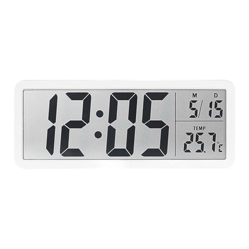 Wecker zur Überwachung der Heimumgebung mit LCD-Display mit Anzeige von Zeit, Datum, Temperatur und Luftfeuchtigkeit, geeignet für Wand- oder Desktop-Nutzung mit modernem Design (weiß) von BlissfulAbode