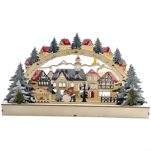 Weihnachtshaus-Ornament-Set aus Holz mit LED-Lichtern und melodischen Melodien für Feiern von BlissfulAbode