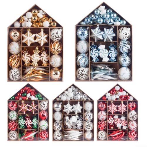 Weihnachtskugel-Set, 73-teilig, mit mattem Spiegel-Glitzer-Finish, hängende Ornamente für Weihnachtsbaum, Party, Hochzeit, Tafelaufsätze, Innen- und Außenbereich (hellblau + weiß) von BlissfulAbode