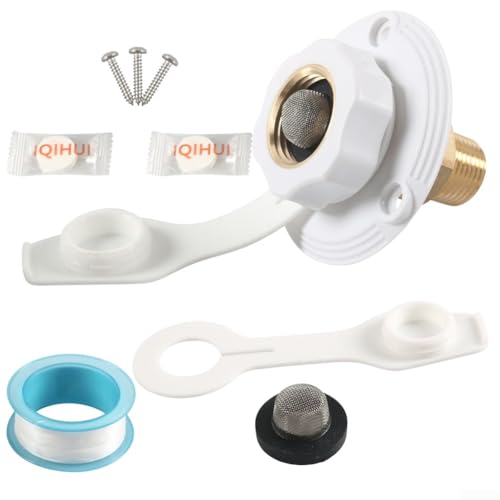 Wohnmobil-Wassereinlass-Set mit 3/4 NH Buchse und 1/2 NPT männlichem Rückschlagventil, kompatibel mit Standard 1/2 Zoll Schlauchanschlüssen (weiß) von BlissfulAbode