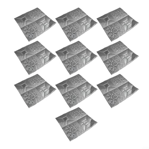 XPE-Schaumstoff 3D-Fliesenwände, abziehen und weiche Paneele für Heimdekoration, 10 Stück, geeignet für Küche und Wohnbereich (grau) von BlissfulAbode