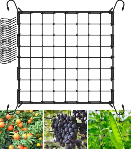 2025 Grow Tent Net 30x30cm, Scrog Net, with Cable Tie and 4 Hooks, High Elasticity Garden Net, for Vegetables, Plants, Fruits (Black) von Blissio
