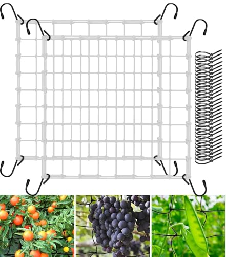 2025 Grow Tent Net 30x30cm, Scrog Net, with Cable Tie and 4 Hooks, High Elasticity Garden Net, for Vegetables, Plants, Fruits (White) von Blissio