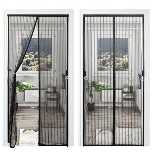 Fliegengitter Balkontür 110x255cm, Fliegengitter Tür, Stärkere Magnete, Verhindern des Eindringens von Insekten, mit Haken, ohne Bohren Insektenschutz Balkontür (Schwarz) von Blissio