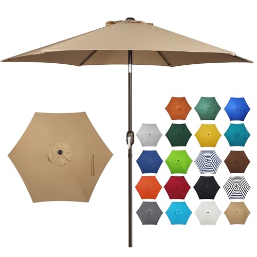 Blissun 7,5 ft Outdoor Markt Sonnenschirm mit Push Button Tilt und Kurbel hautfarben von Blissun