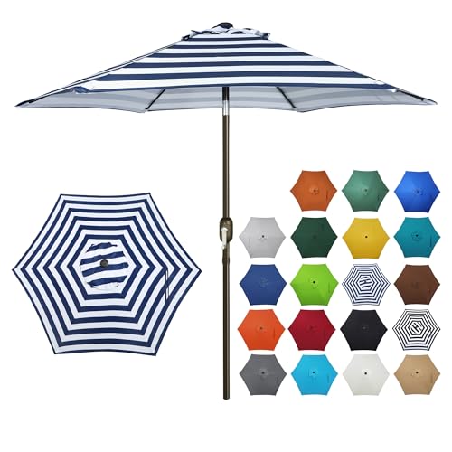 Blissun Terrassenschirm, 2,3 m, mit Druckknopf und Kurbel, Blau und Weiß Blissun Terrassenschirm, 2,3 m, mit Druckknopf und Kurbel, Blau und Weiß von Blissun