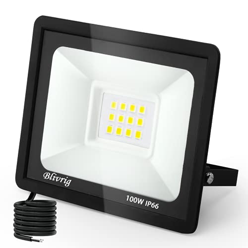 Blivrig 10W 20W 30W 50W 100W 300W 500W led strahler Außenstrahler Flutlicht,Superhell LED Fluter IP66 Wasserdicht LED Fluter, für Garten, Innenhöfe, Garage, Hotel, Sportplatz (Warm Weiß, 100w) von Blivrig
