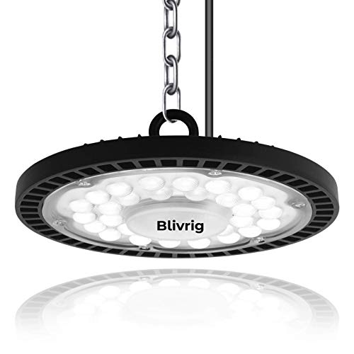 Blivrig 100W LED UFO Industrielampe, 10000LM LED Hallenstrahler 6500K Kaltweiß, Werkstattlampe mit Kabel, für Fabriken, Flughafen, Patio, Restaurant von Blivrig