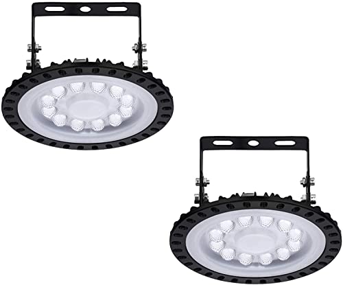 Blivrig 100W LED UFO Industrielampe 6500K Kaltweiß, 10000LM LED Hallenstrahler, Werkstattlampe mit Kabel, für Fabriken, Flughafen, Patio, Restaurant (2PCS, 100W) von Blivrig