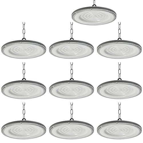 Blivrig 10PCS 100W 12000LM LED UFO Hallenstrahler Industrielampe 230V, Industrie Hängeleuchten 6500K Kaltweiss, IP65 Wasserdicht, 144 LED Pendelleuchten für Innen Fabriken, Büro, Fußballplatz von Blivrig