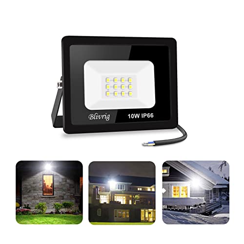 Blivrig 10W LED Strahler Außen 6500K, 1000LM Superhell Außenstrahler, IP66 Wasserdicht LED Fluter, Flutlicht, Aussenlampe für Gärten, Innenhöfe, Garage, Hotel von Blivrig