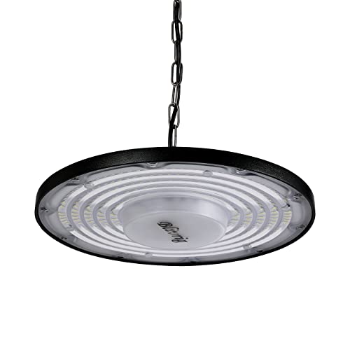 Blivrig 200W LED UFO Hängeleuchten Industrielampe 6500K Kaltweiss mit Metallkette, 20000LM LED Hallenstrahler 230V IP65 Wasserdicht, 288 LED Pendelleuchten für Fabriken, Restaurant, Fußballplatz von Blivrig