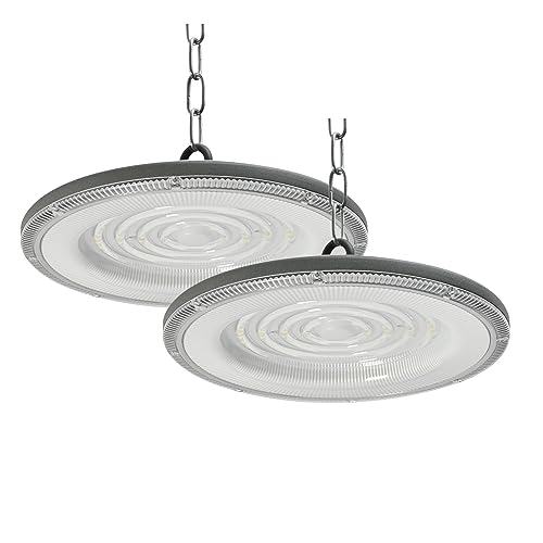 Blivrig 2PCS 100W 12000LM LED UFO Hallenstrahler Industrielampe 230V, Industrie Hängeleuchten 6500K Kaltweiss, IP65 Wasserdicht, 144 LED Pendelleuchten für Innen Fabriken, Büro, Fußballplatz von Blivrig