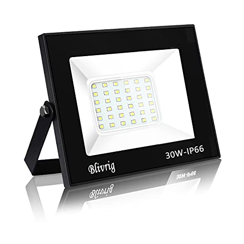 Blivrig 30W LED Strahler Außen,3000LM Superhell Außenstrahler, IP66 Wasserdicht LED Fluter, 3000K Warmes Weiß Aussenstrahler Flutlicht für Gärten, Innenhöfe, Garage, Hotel von Blivrig