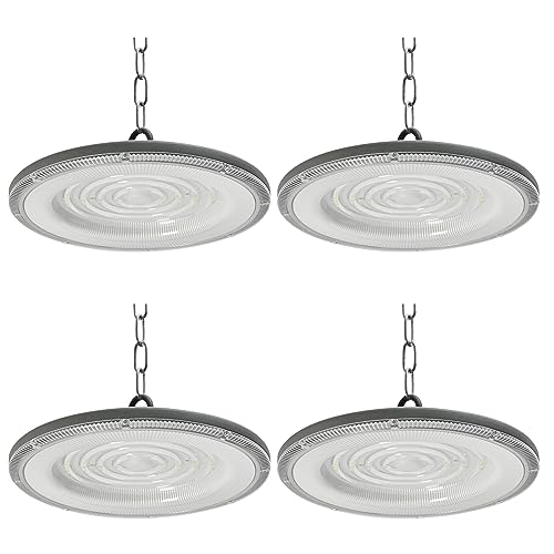 Blivrig 4PCS 200W 24000LM LED UFO Hallenstrahler Industrielampe 230V, Industrie Hängeleuchten 6500K Kaltweiss, IP65 Wasserdicht, 144 LED Pendelleuchten für Innen Fabriken, Büro, Fußballplatz von Blivrig