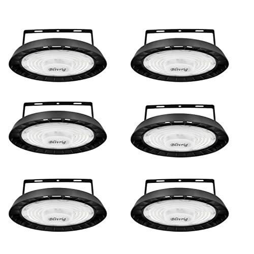 Blivrig 6PCS 100W LED UFO Hallenstrahler Industrielampe 6500K Kaltweiß 10000LM, 144 LED Hängeleuchten 230V mit Kabel, IP65 Wasserdicht LED Pendelleuchten Innenbeleuchtung für Gymnasium, Fabriken von Blivrig