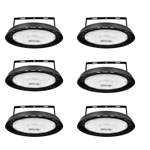 Blivrig 6PCS 200W LED UFO Hallenstrahler Industrielampe 6500K Kaltweiß 20000LM, 216 LED Hängeleuchten 230V mit Kabel, IP65 Wasserdicht LED Pendelleuchten Innenbeleuchtung für Gymnasium, Fabriken von Blivrig