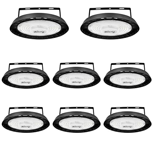 Blivrig 8PCS 300W LED UFO Hallenstrahler Industrielampe 6500K Kaltweiß 30000LM, 252 LED Hängeleuchten 230V mit Kabel, IP65 Wasserdicht LED Pendelleuchten Innenbeleuchtung für Gymnasium, Fabriken von Blivrig