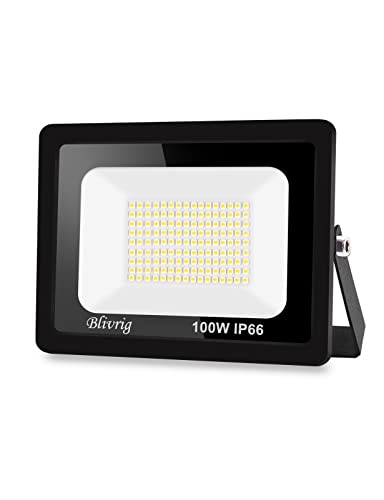 Blivrig LED Strahler Außen 100W,10000LM LED Scheinwerfer Superhell LED Fluter 3000K Warmweiß Aussenstrahler,Wasserdicht IP66 LED Außenleuchte Flutlicht für Hof, Garage, Sportplatz,Flur, Garten von Blivrig