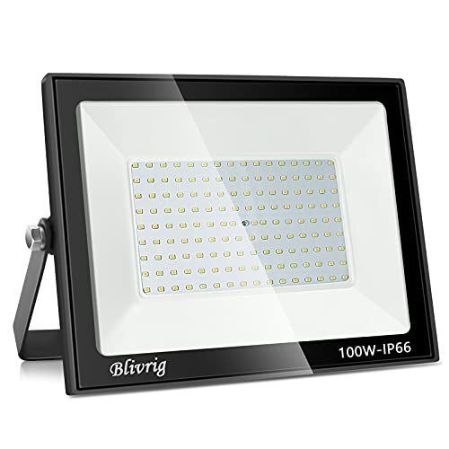 Blivrig LED Strahler Außen 100W Kaltweiss, Fluter Aussen, Hell 10000LM Flutlicht, Aussenstrahler IP66 Wasserdicht, 6500K Außenstrahler, Kaltweiß Scheinwerfer, für Garten, Garage von Blivrig