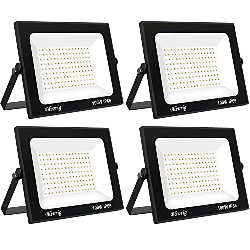 Blivrig 4PCS LED Strahler Außen 100W Warmweiss 3000K, Fluter Aussen, Superhell 10000LM Flutlicht, IP66 Wasserdicht Aussenstrahler, Außenstrahler für Garten, Garage, Holf, Patio, Terraza von Blivrig