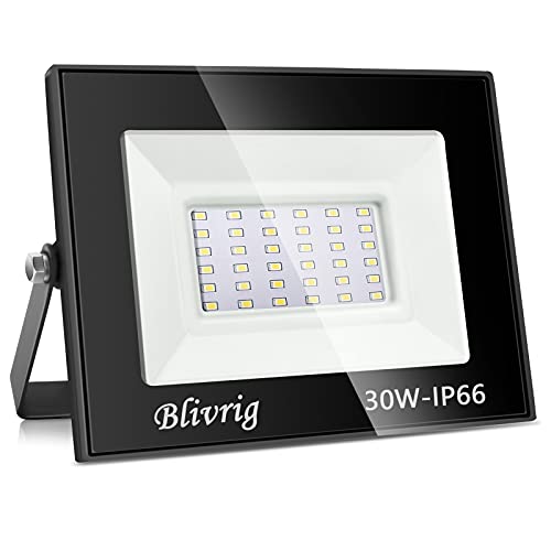 Blivrig LED Strahler Außen 30W Kaltweiss 6500K, Scheinwerfer Aussen, Superhell 3000LM Fluter, Aussenstrahler IP66 Wasserdicht, Kalteweiß Flutlicht für Garten, Garage, Holf, Patio von Blivrig