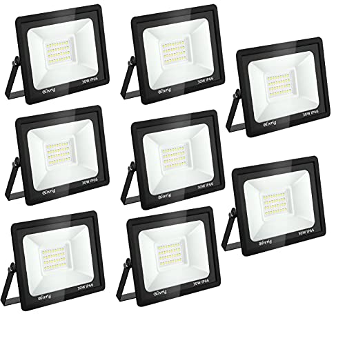 Blivrig LED Strahler Außen 30W 8 Stück, LED Strahler Flutlicht 30W, 3000LM Superhell Außenstrahler 6000K Kaltweiß Fluter Flutlicht IP66 Wasserdicht Aussenstrahler, Außenlampe Hinterhof, Garage, Flur von Blivrig