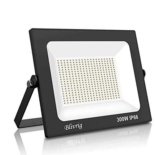 Blivrig 300W LED Strahler Außen Kaltweiß 6500K, 30000LM Superhell Außenstrahler, IP66 Wasserdicht LED Fluter, Flutlicht, Aussenlampe für Gärten, Innenhöfe, Garage, Hotel von Blivrig