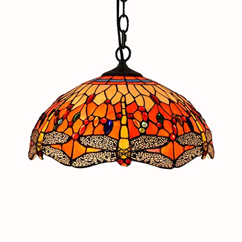 Blivuself Tiffany Lampe 16 Zoll Tiffany Dragonfly Red amerikanischen Retro-Schlafzimmer Esszimmer Bar Licht Glasmalerei-Dekoration-Lampe E27 Blivuself Tiffany Lampe 16 Zoll Tiffany Dragonfly Red amerikanischen Retro-Schlafzimmer Esszimmer Bar Licht Glasmalerei-Dekoration-Lampe E27 von Blivuself