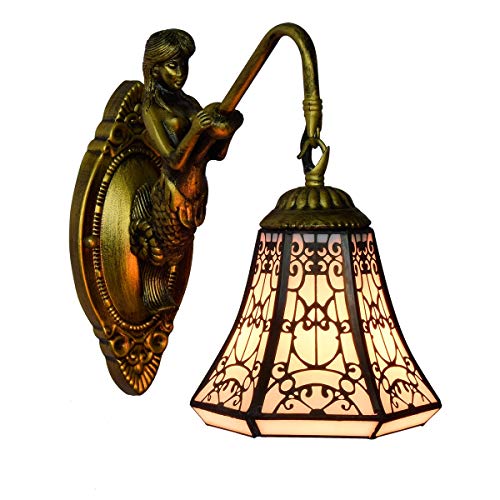 Blivuself Tiffany Wandlampen Licht 6-Zoll-britischer Retro-arabischer Stil Tiffany Glasmalerei Wohnzimmer Schlafzimmer Bar Gang Balkon Wandleuchte im Restaurant zu essen von Blivuself