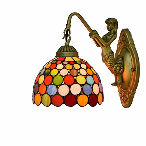 Blivuself Tiffany Wandlampen Licht 8-Zoll-Wandleuchte Bunte Balkon britisch modern Tiffany-Buntglas Wohnzimmer Esszimmer Schlafzimmer Bar Club Aisle von Blivuself